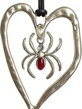NEW Y2K Large Heart Spider Necklace Oversized Hollow Big Pendant Punk Gothic